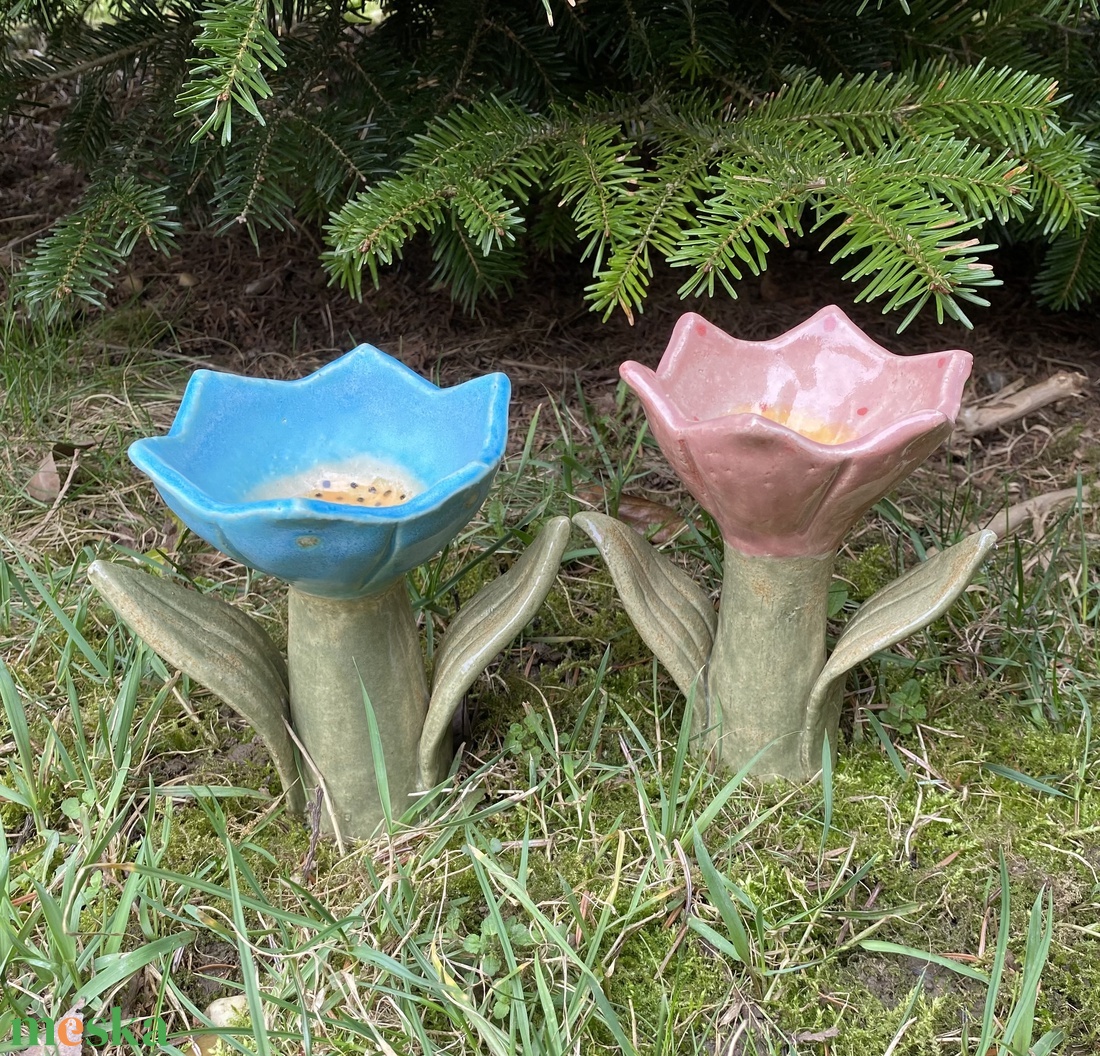 Kerámia tulipán, méhecske itató - otthon & életmód - ház & kert - kerti dísz - Meska.hu