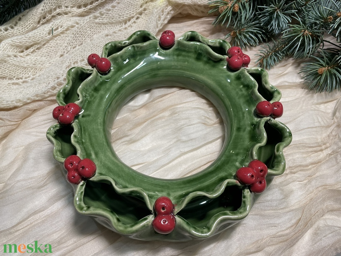 Kézzel Készült Karácsonyi Asztali Kerámia Koszorú Fenyőágakhoz - karácsony - adventi díszek - adventi gyertyadíszek és koszorúdíszek - Meska.hu Kézzel Készült Karácsonyi Asztali Kerámia Koszorú Fenyőágakhoz - karácsony - adventi díszek - adventi gyertyadíszek és koszorúdíszek - Meska.hu