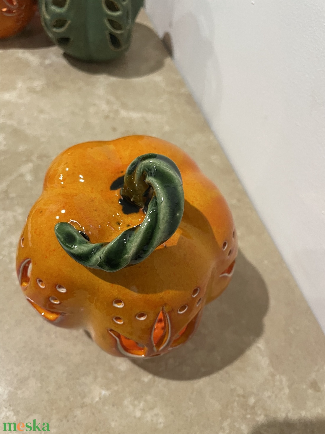 Kézzel Készített Kerámia Tök Lámpás  - otthon & életmód - dekoráció - halloween - halloweeni tök - Meska.hu
