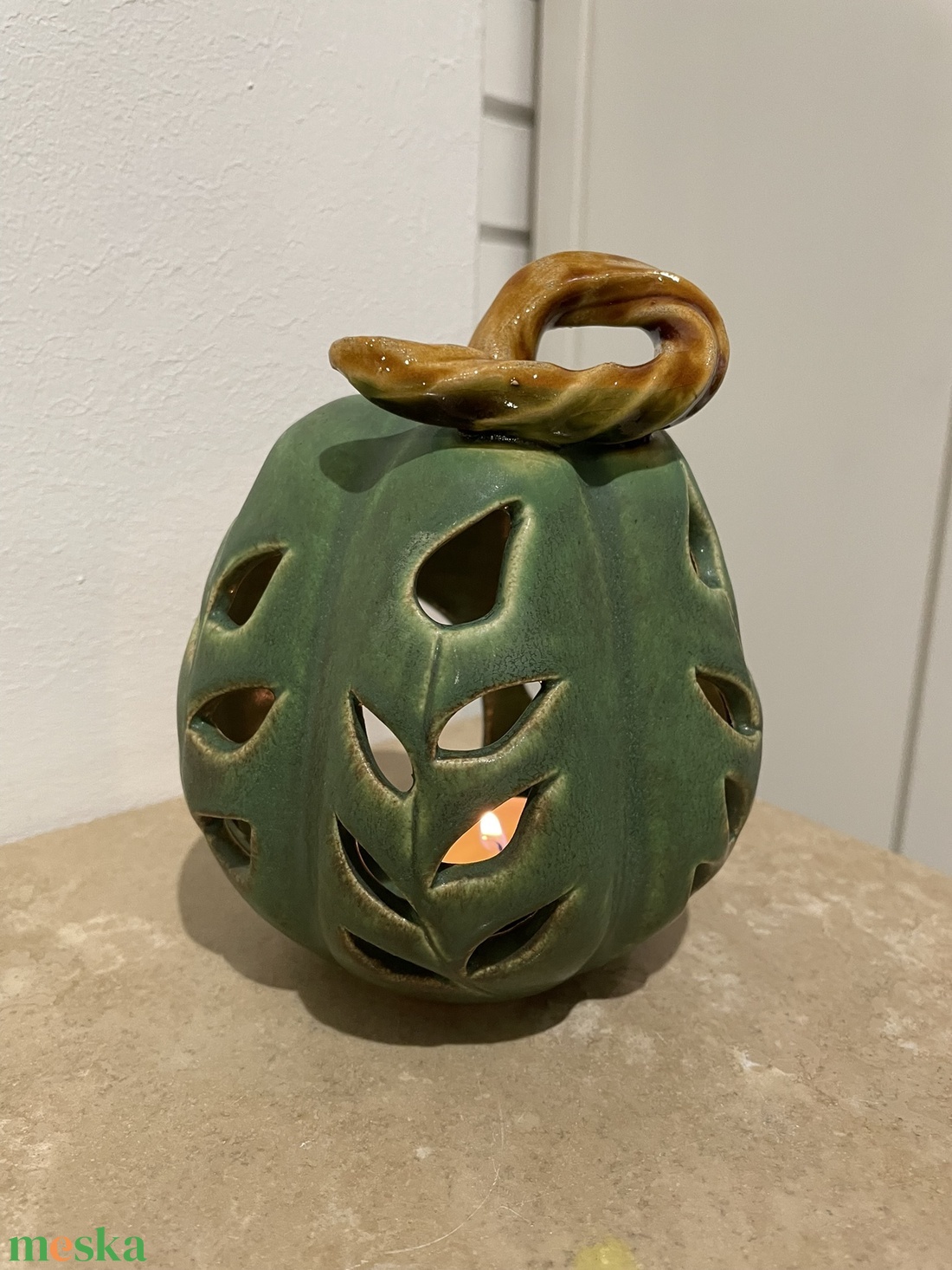 Kézzel Készített Kerámia Tök Lámpás  - otthon & életmód - dekoráció - halloween - halloweeni tök - Meska.hu