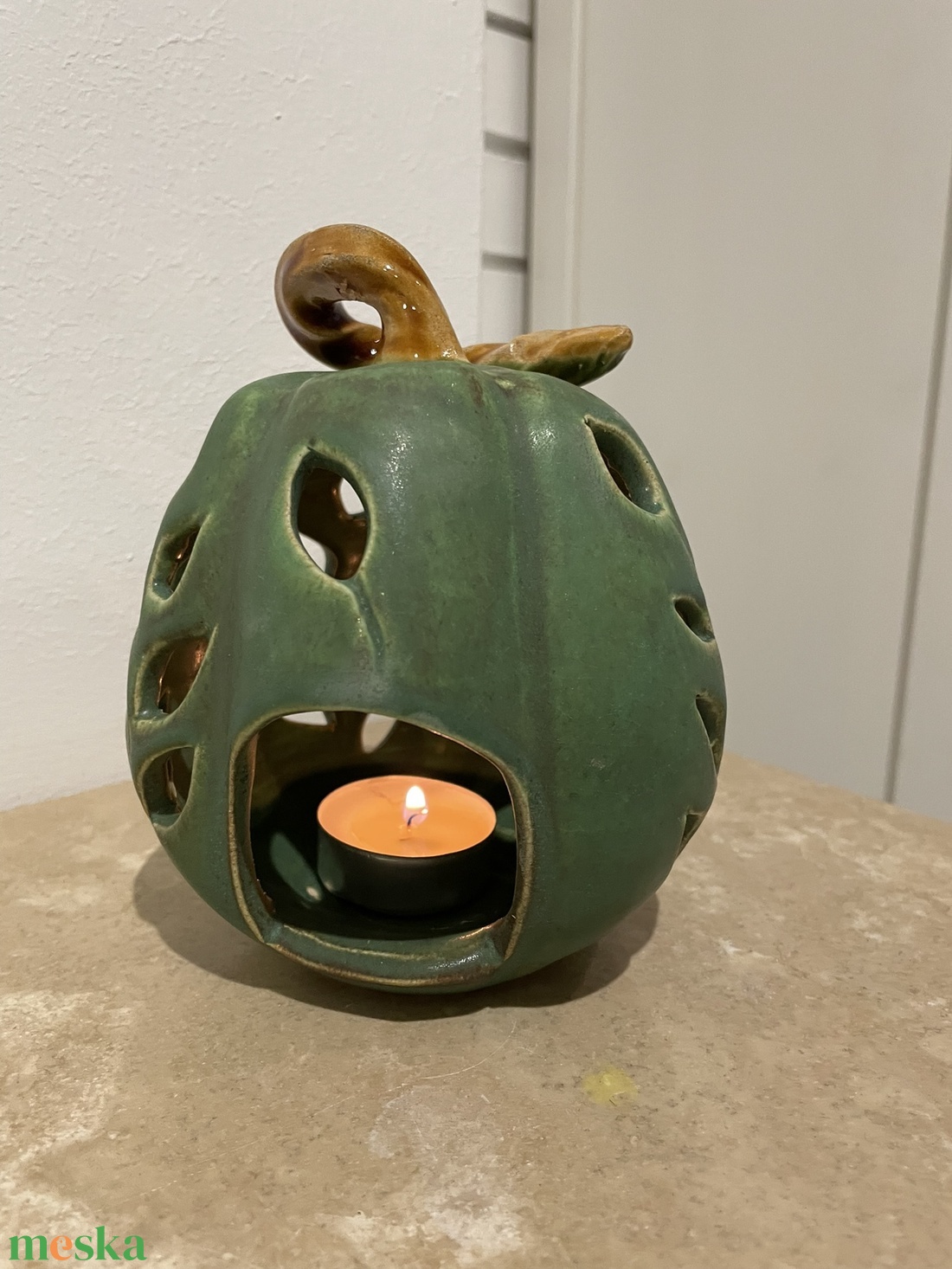 Kézzel Készített Kerámia Tök Lámpás  - otthon & életmód - dekoráció - halloween - halloweeni tök - Meska.hu