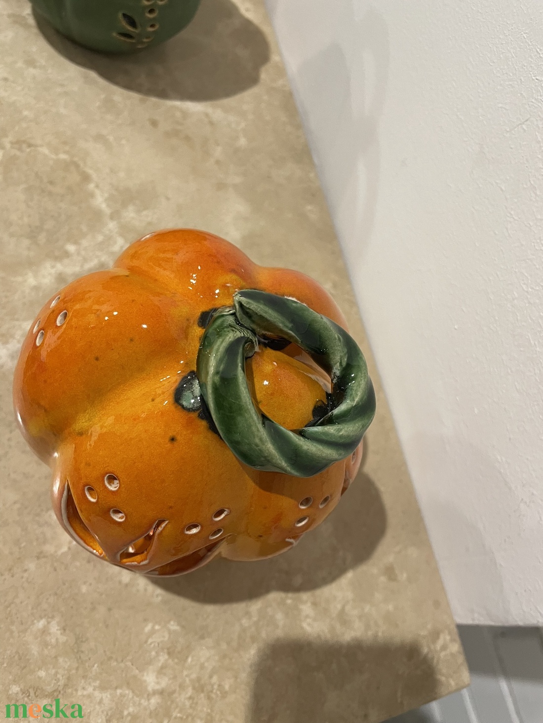 Kézzel Készített Kerámia Tök Lámpás  - otthon & életmód - dekoráció - halloween - halloweeni tök - Meska.hu