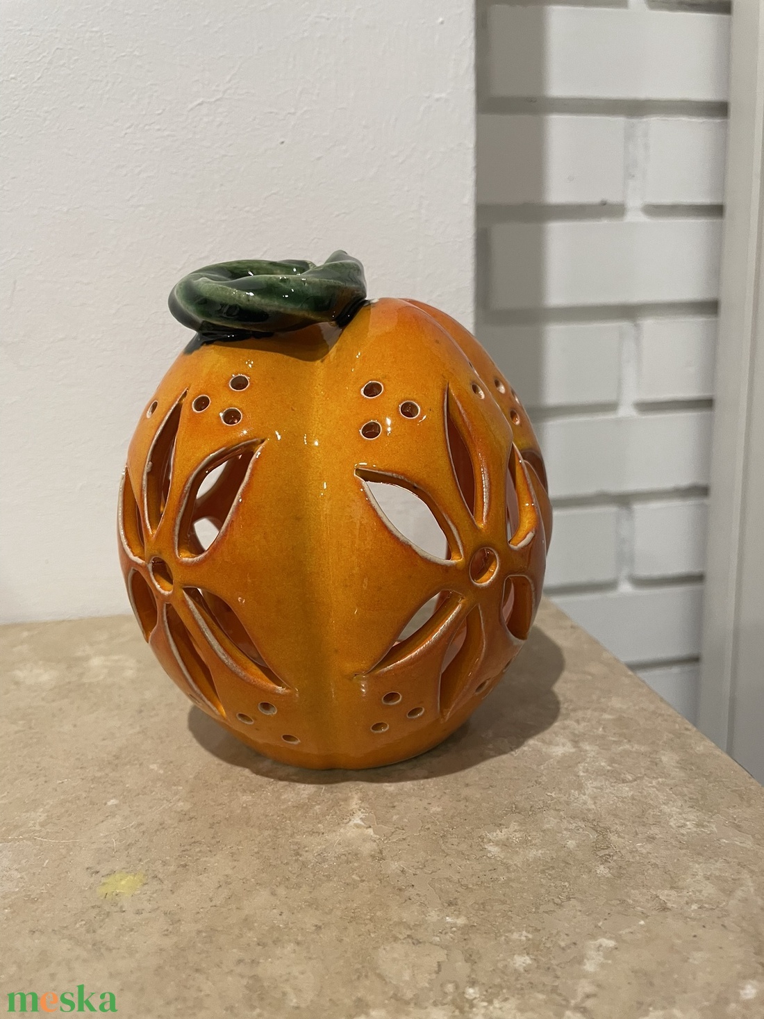 Kézzel Készített Kerámia Tök Lámpás  - otthon & életmód - dekoráció - halloween - halloweeni tök - Meska.hu