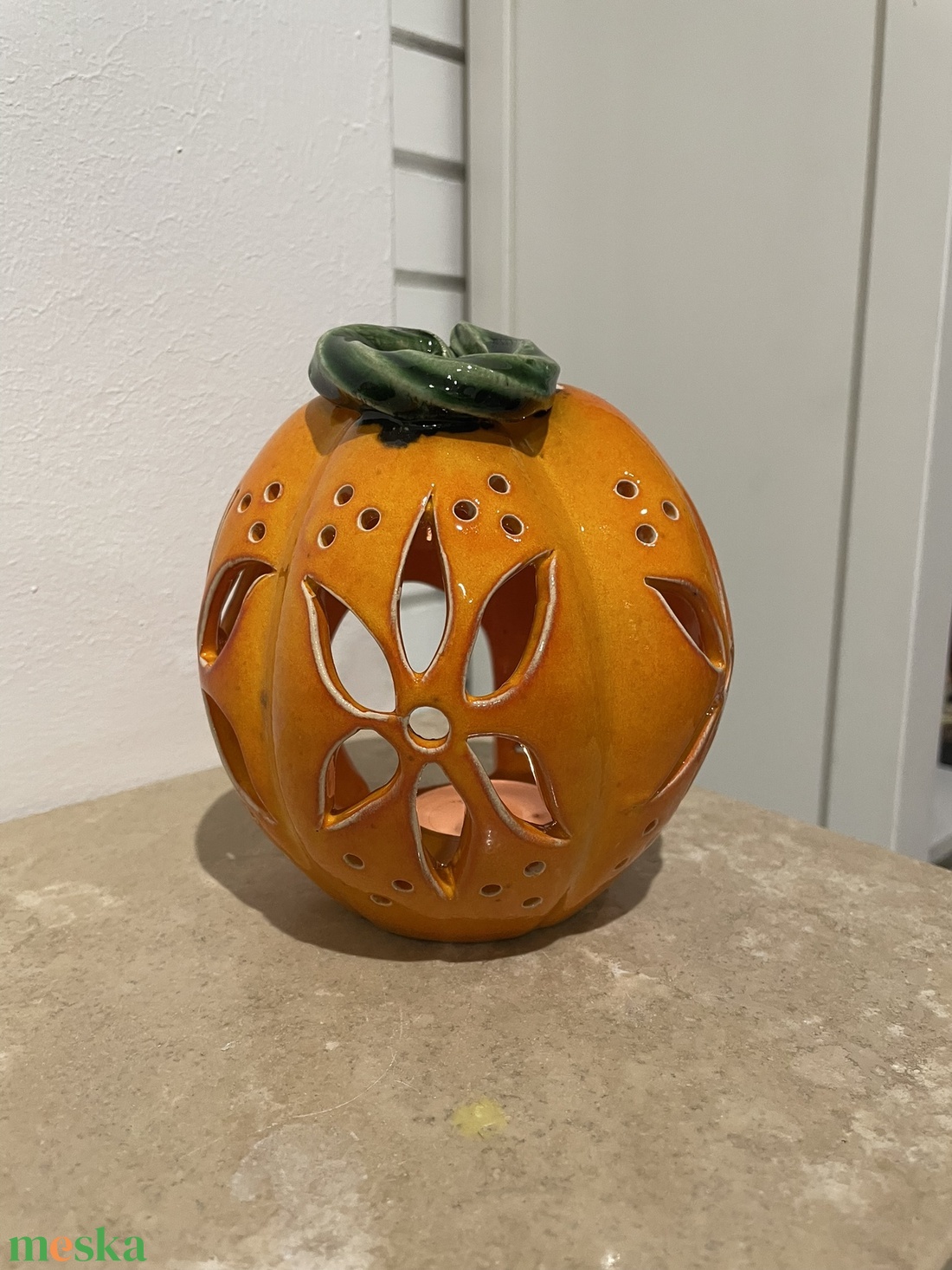 Kézzel Készített Kerámia Tök Lámpás  - otthon & életmód - dekoráció - halloween - halloweeni tök - Meska.hu