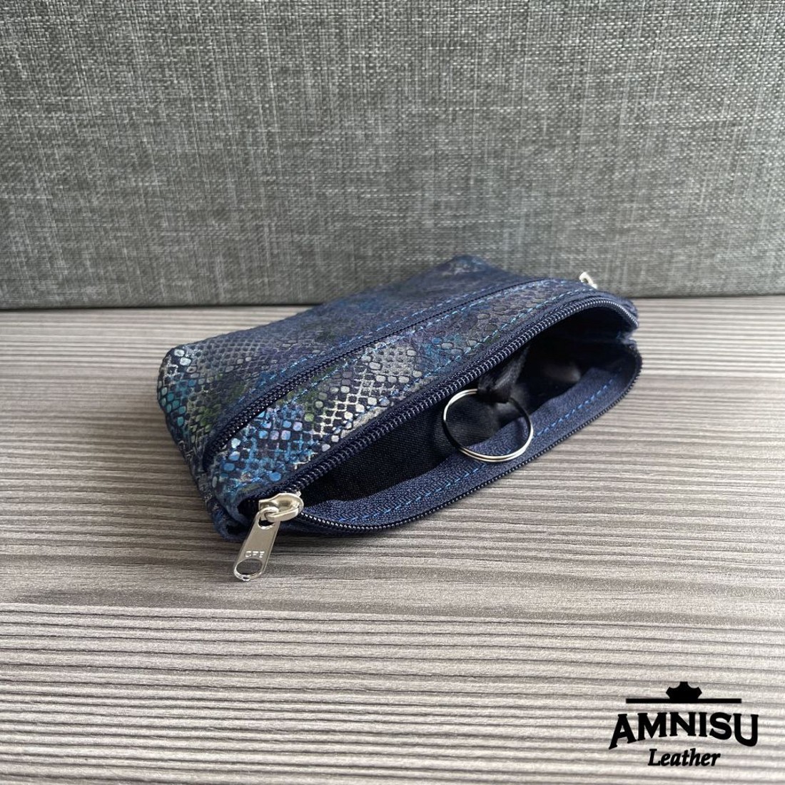 Sötétkék kígyómintás kettő cipzáras kulcstartó - LIMITÁLT B6010 - táska & tok - kulcstartó & táskadísz - kulcstartó - Meska.hu