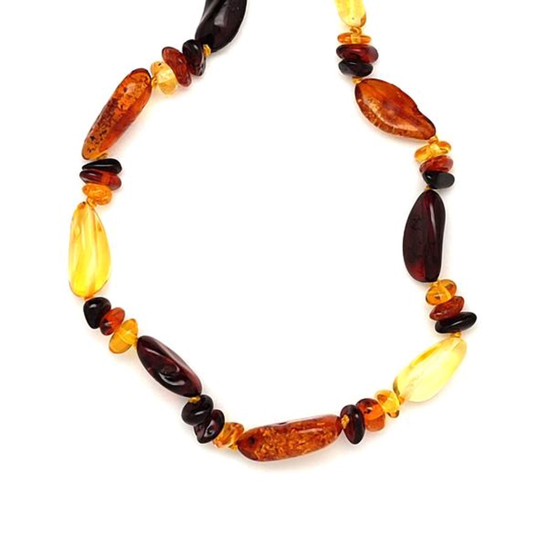 Borostyán pebble köztes 7-10x12-14mm nyaklánc 50cm - ékszer - nyaklánc - hosszú nyaklánc - Meska.hu