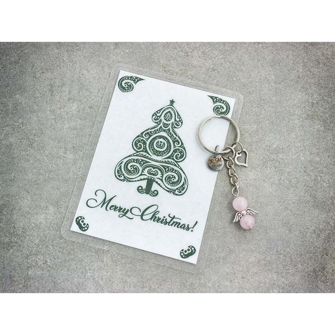 Merry Christmas kulcstartó rózsakvarccal - táska & tok - kulcstartó & táskadísz - kulcstartó - Meska.hu