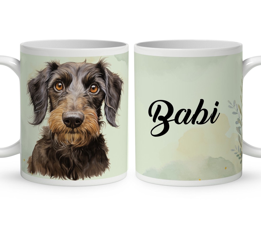 Névvel kérhető - Drótszőrű tacskó portré mintás bögre - otthon & életmód - konyhafelszerelés, tálalás - tálalás - bögre & csésze - Meska.hu