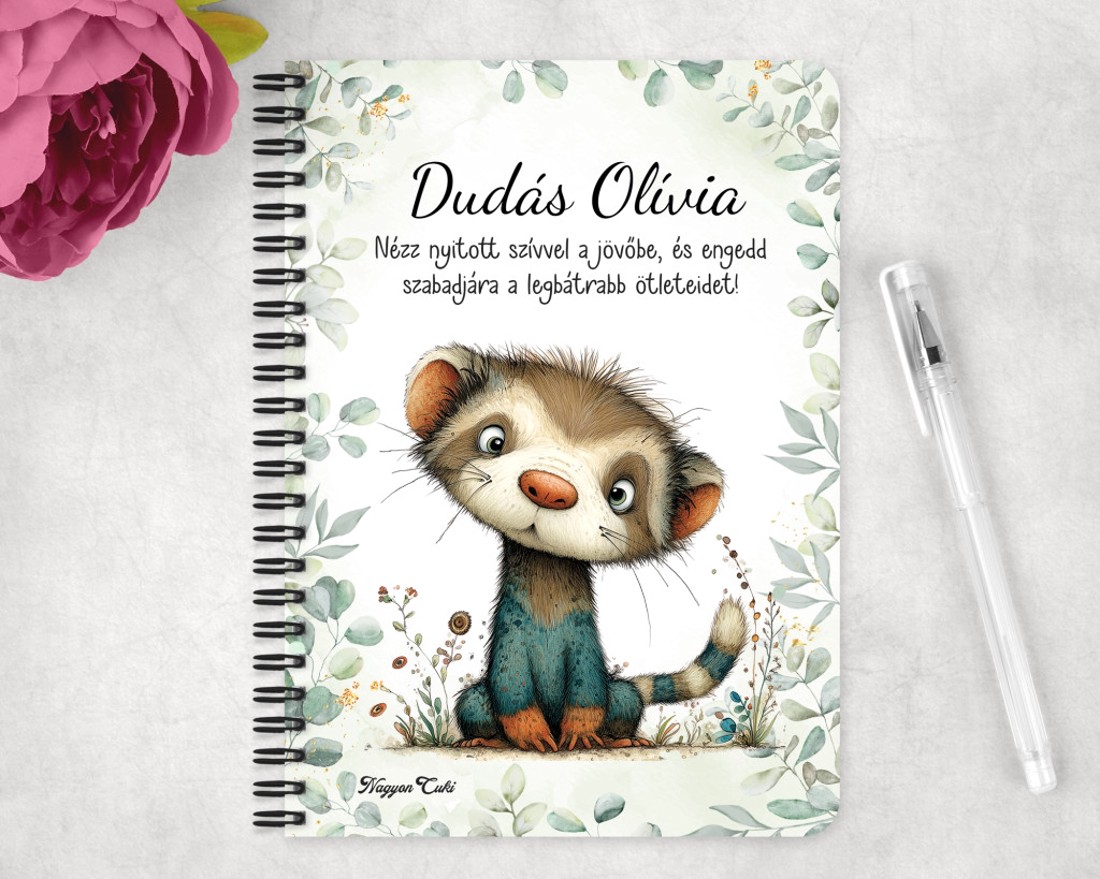 Személyre szabható - Játékos felfedező, a vadászgörény mintás A5-ös füzet - otthon & életmód - papír, írószer - jegyzetfüzet & napló - Meska.hu