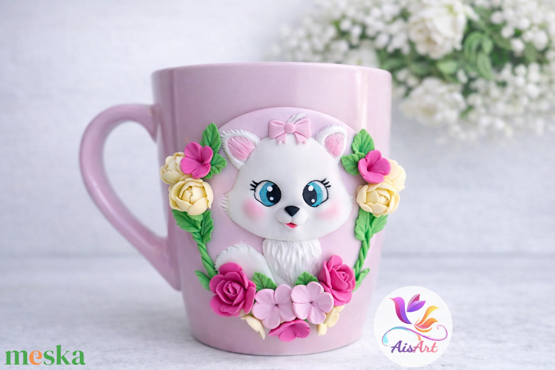 Cicás bögre - otthon & életmód - konyhafelszerelés, tálalás - tálalás - bögre & csésze - Meska.hu