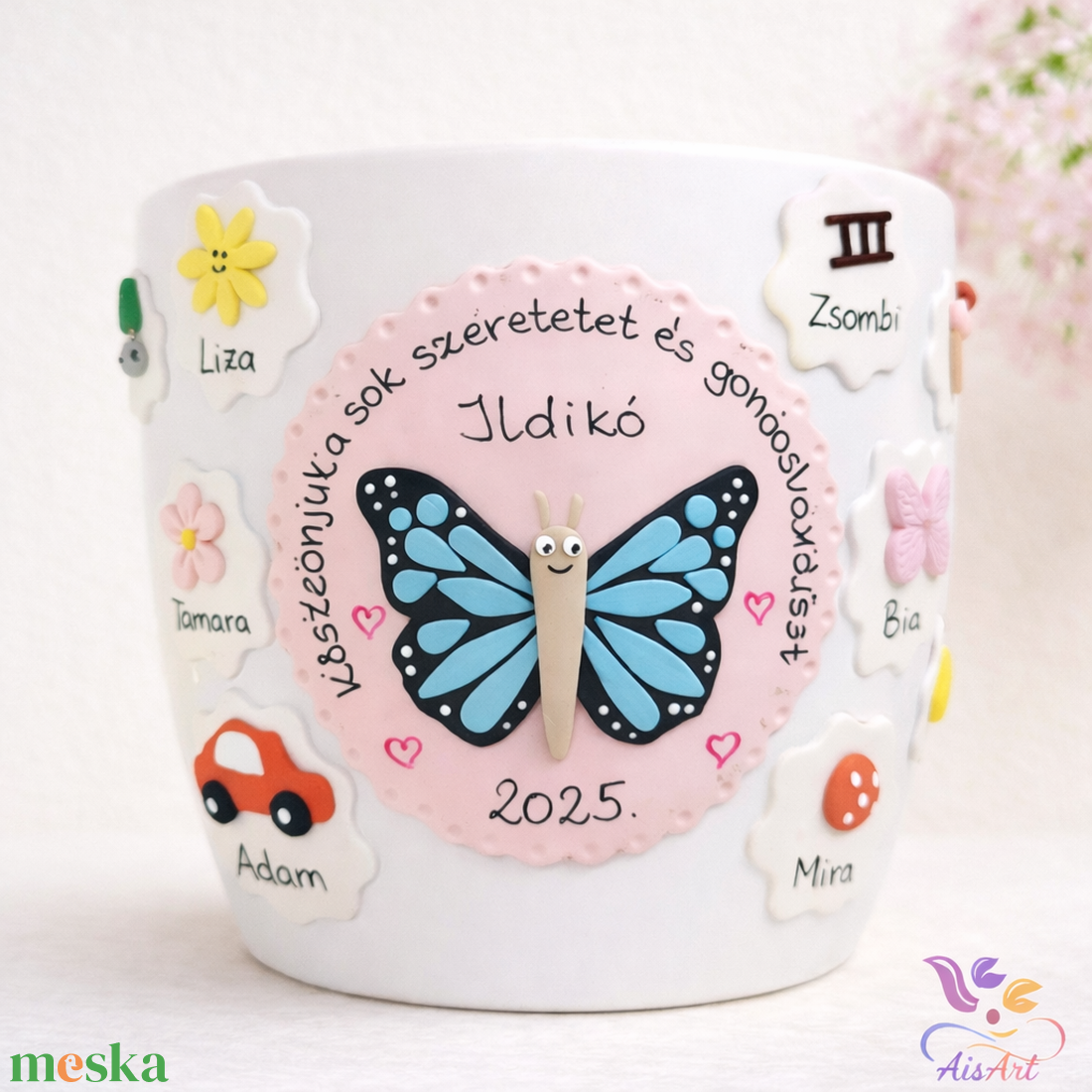 Díszített kaspó pedagógusoknak - otthon & életmód - virágdekoráció - virágtartó - kaspó - Meska.hu