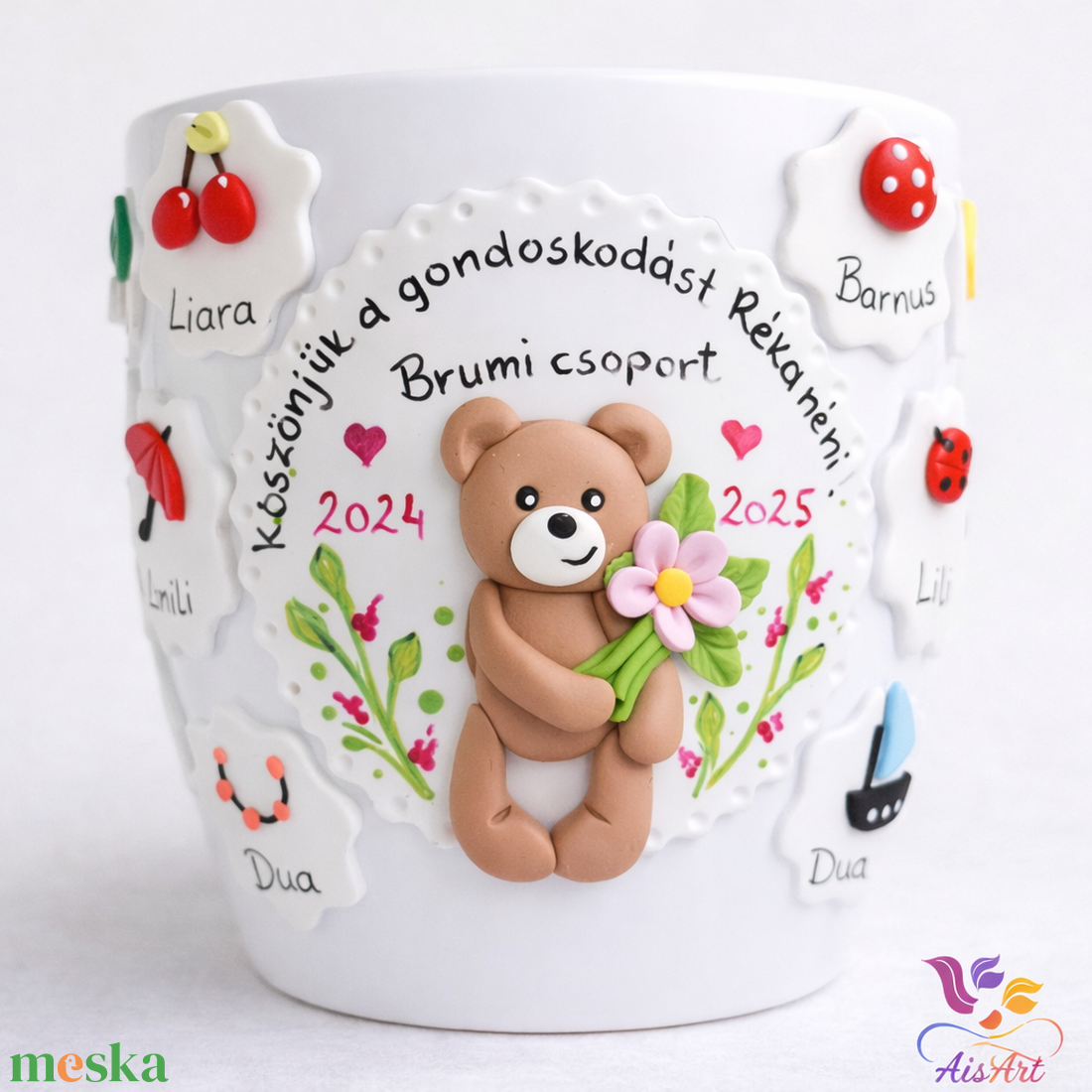 Díszített kaspó pedagógusoknak - otthon & életmód - virágdekoráció - virágtartó - kaspó - Meska.hu