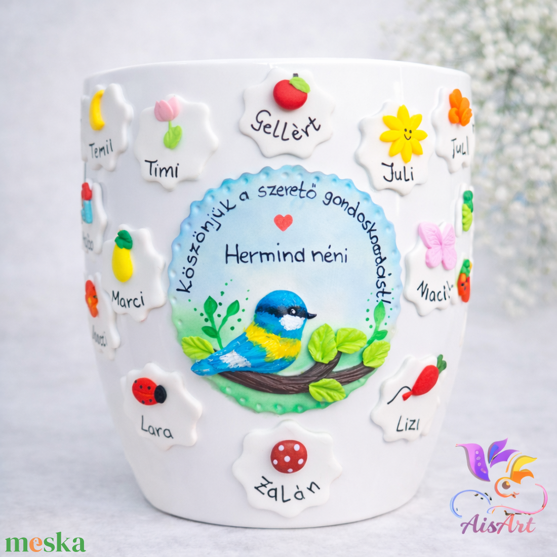 Díszített kaspó pedagógusoknak - otthon & életmód - virágdekoráció - virágtartó - kaspó - Meska.hu