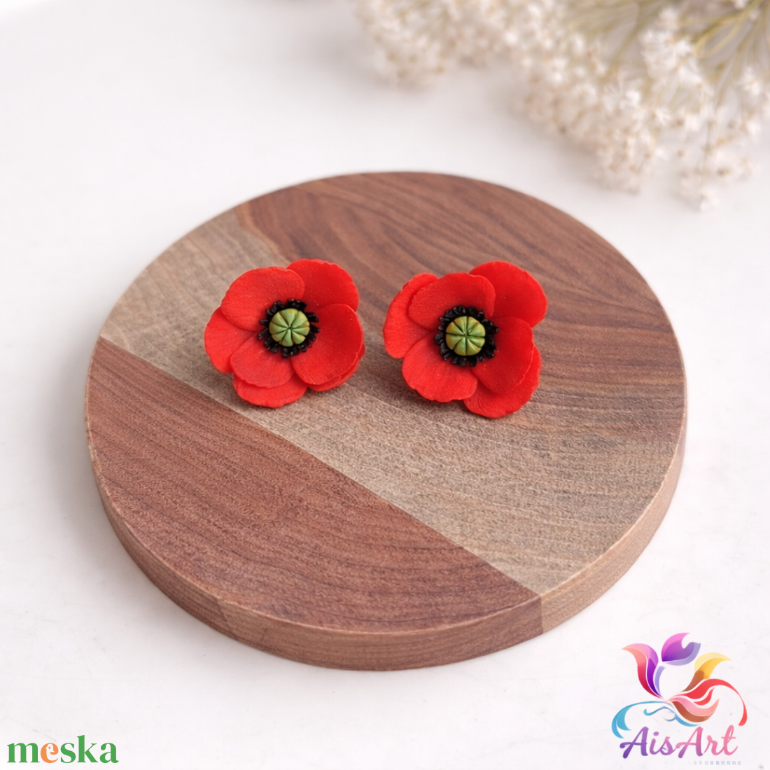 Pipacs fülbevaló - ékszer - fülbevaló - pötty fülbevaló - Meska.hu