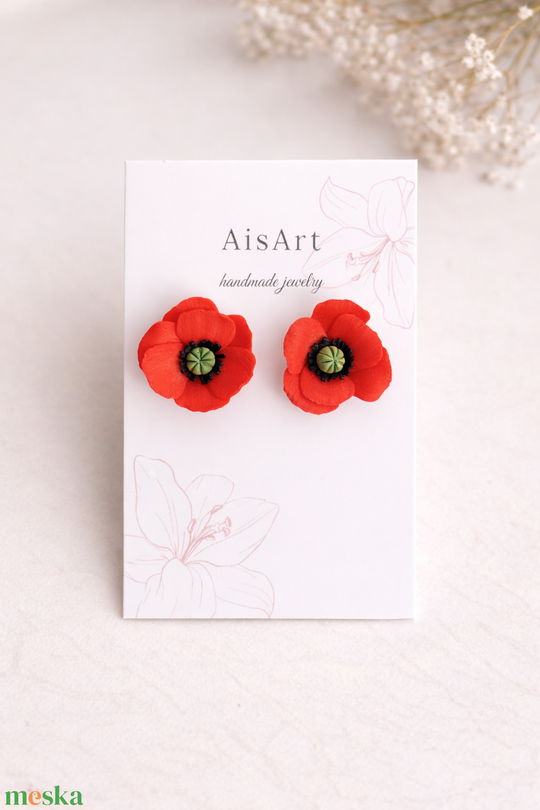 Pipacs fülbevaló - ékszer - fülbevaló - pötty fülbevaló - Meska.hu