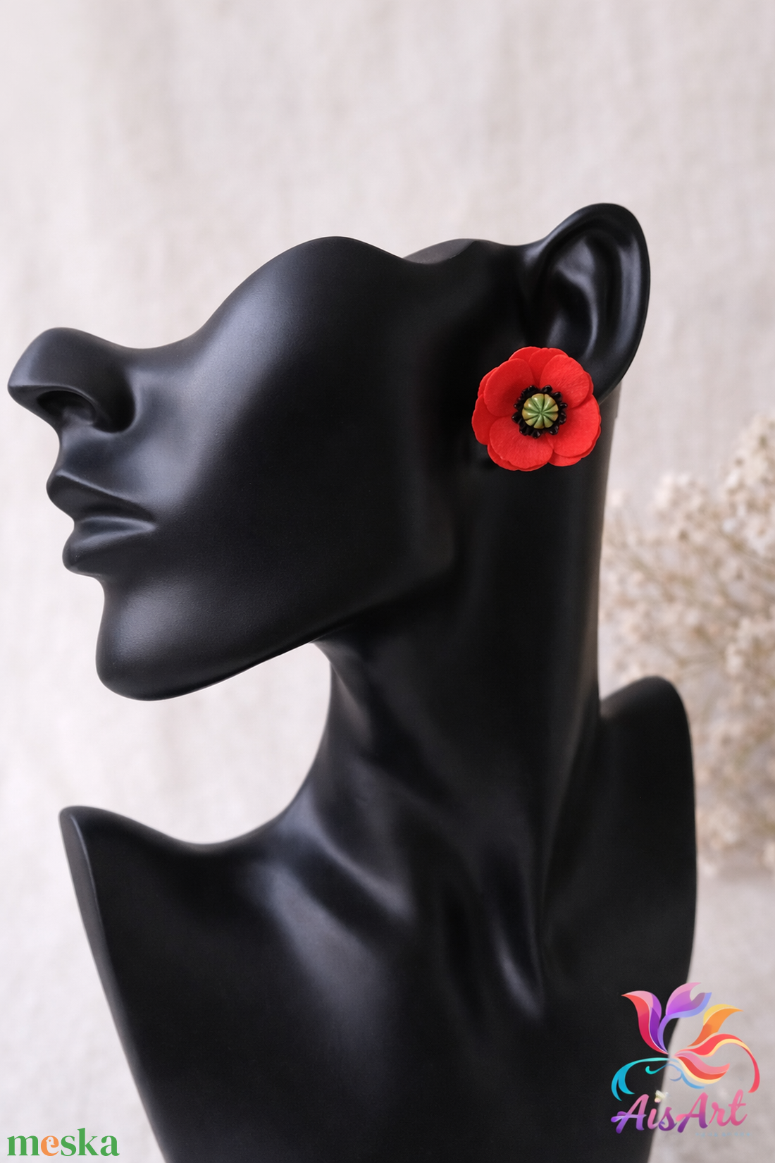 Pipacs fülbevaló - ékszer - fülbevaló - pötty fülbevaló - Meska.hu