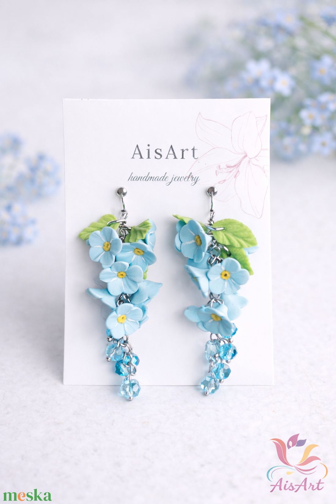 Nefelejcs fülbevaló - ékszer - fülbevaló - lógó fülbevaló - Meska.hu