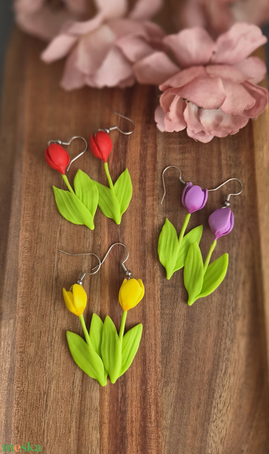 Tulipános fülbevaló - ékszer - fülbevaló - lógó fülbevaló - Meska.hu