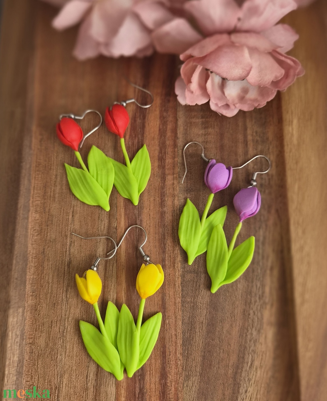 Tulipános fülbevaló - ékszer - fülbevaló - lógó fülbevaló - Meska.hu