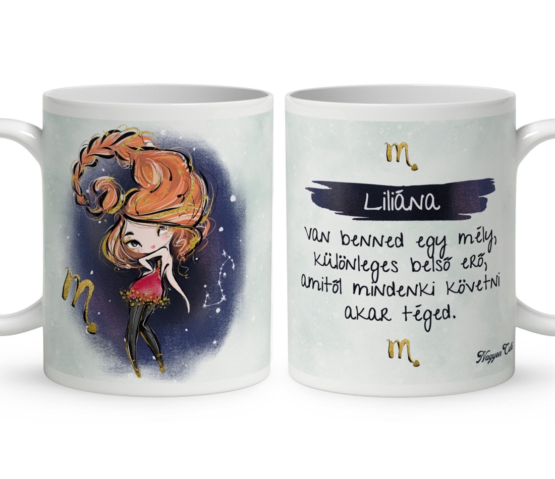 Személyre szabható - Vörös hajú Csini Skorpió lány mintás bögre - otthon & életmód - konyhafelszerelés, tálalás - tálalás - bögre & csésze - Meska.hu