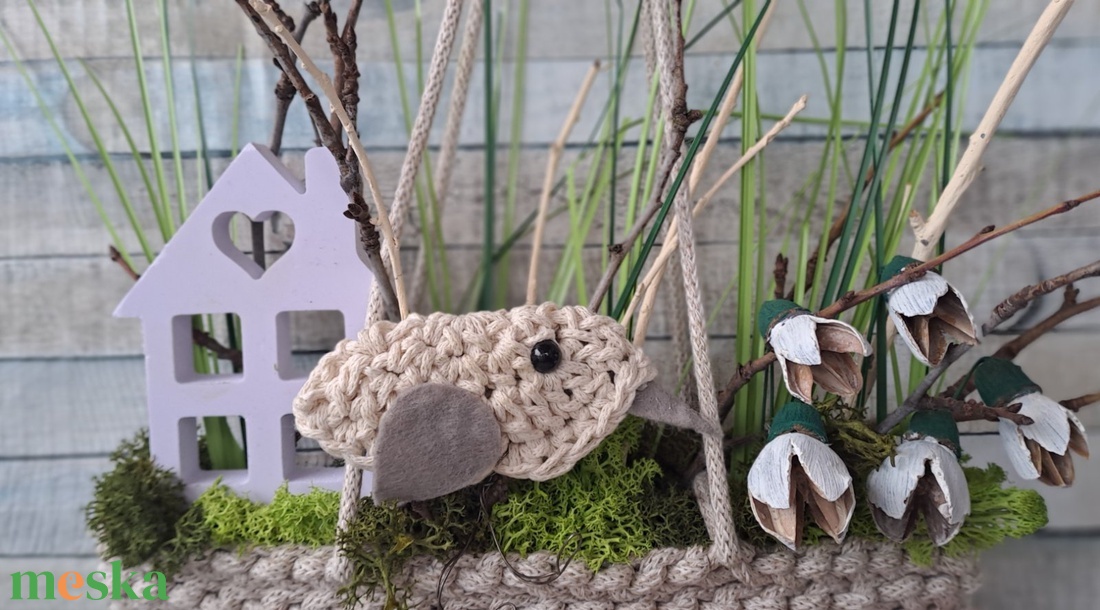 Hóvirágos, madárkás ajtódísz - otthon & életmód - dekoráció - ajtó- és ablak dekoráció - ajtódísz & kopogtató - Meska.hu