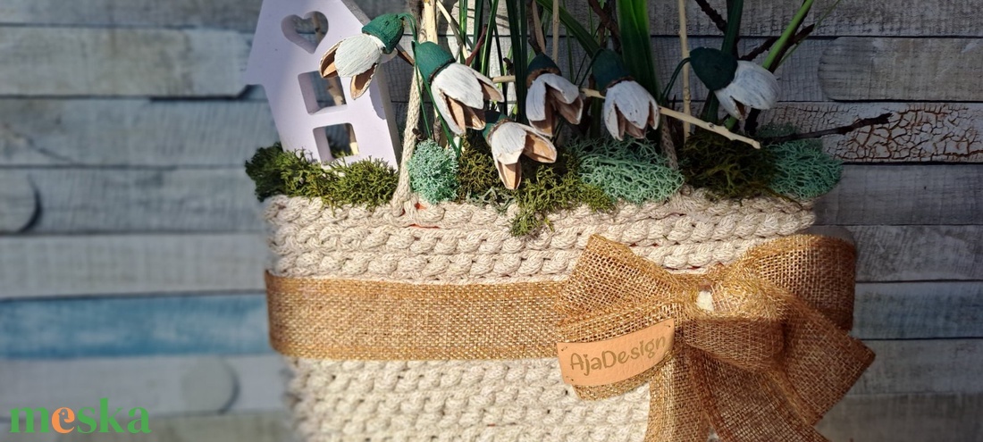 Hóvirágos, házikós ajtódísz - otthon & életmód - dekoráció - ajtó- és ablak dekoráció - ajtódísz & kopogtató - Meska.hu