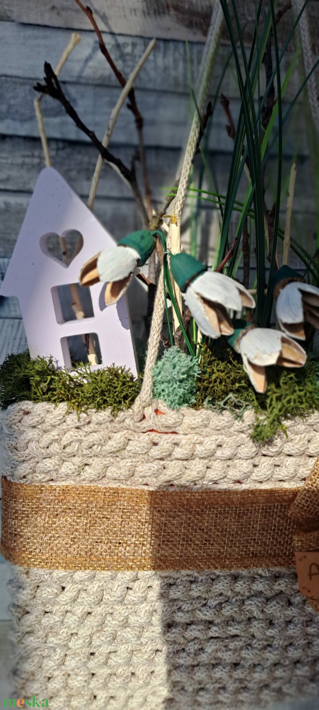 Hóvirágos, házikós ajtódísz - otthon & életmód - dekoráció - ajtó- és ablak dekoráció - ajtódísz & kopogtató - Meska.hu