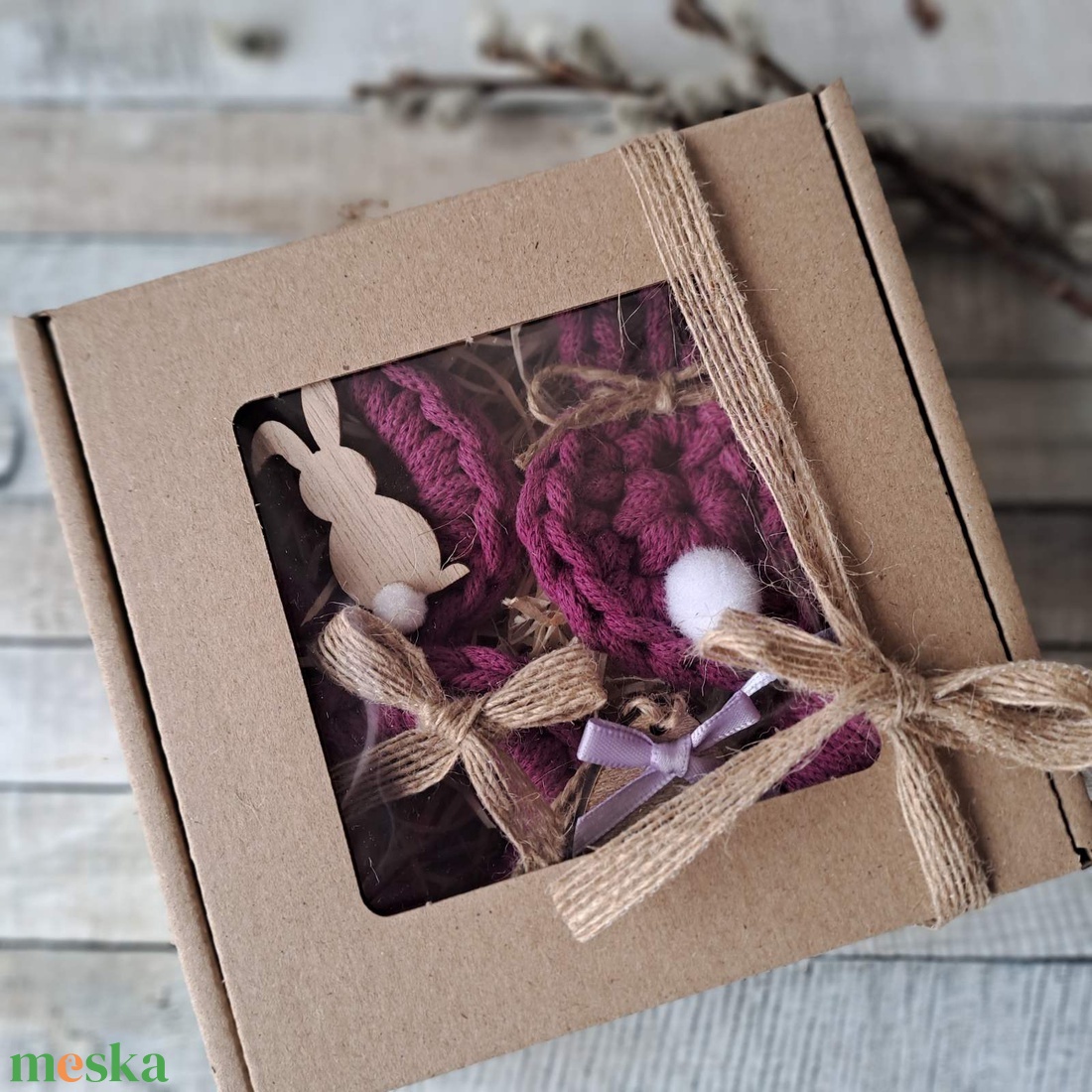 Húsvéti horgolt díszek dobozban - ünnepi díszek, dekorációk - húsvéti díszek és dekorációk - húsvéti tojásfadíszek - Meska.hu