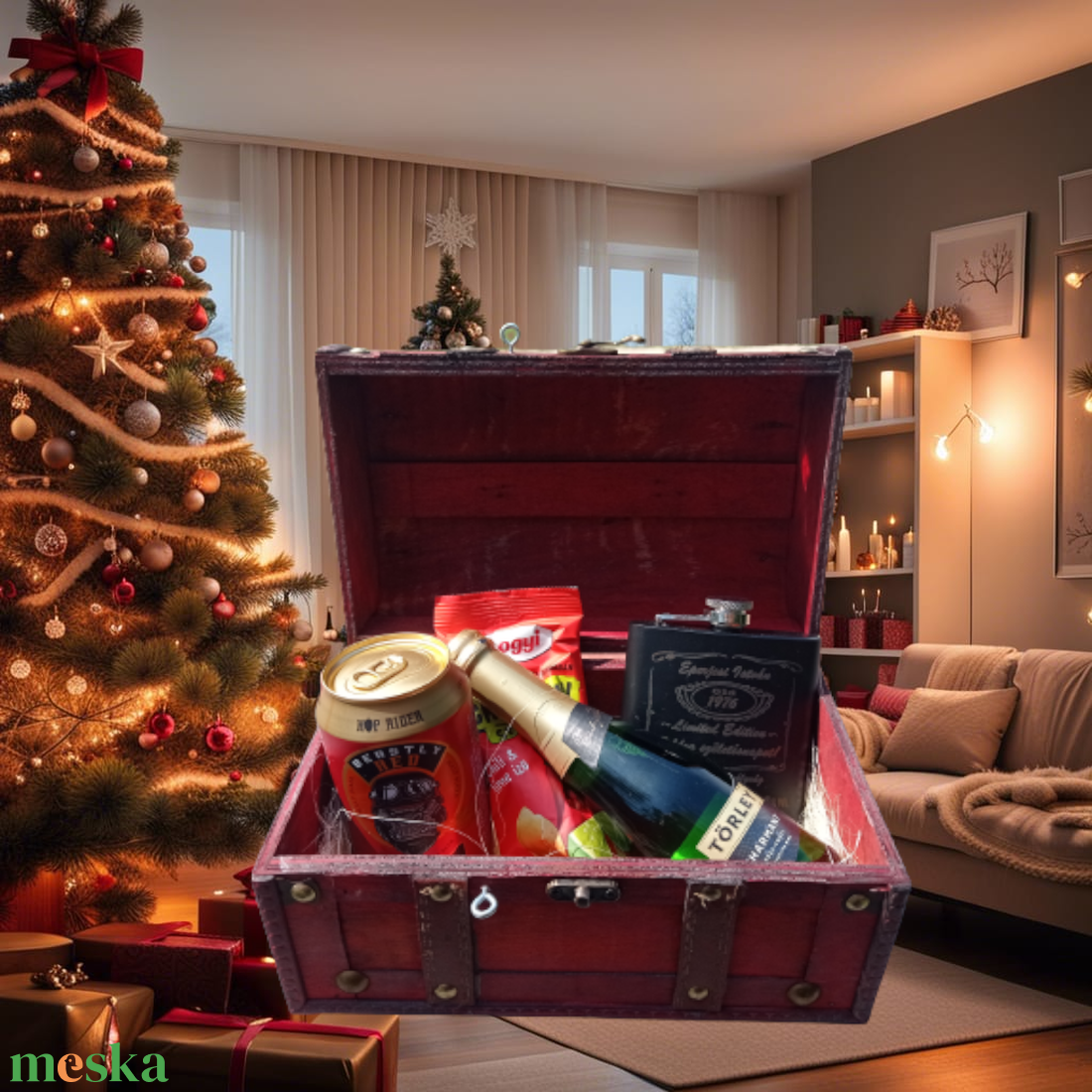 Ajándékláda férfiaknak karácsonyra - élelmiszer - gourmet ajándékcsomag - Meska.hu