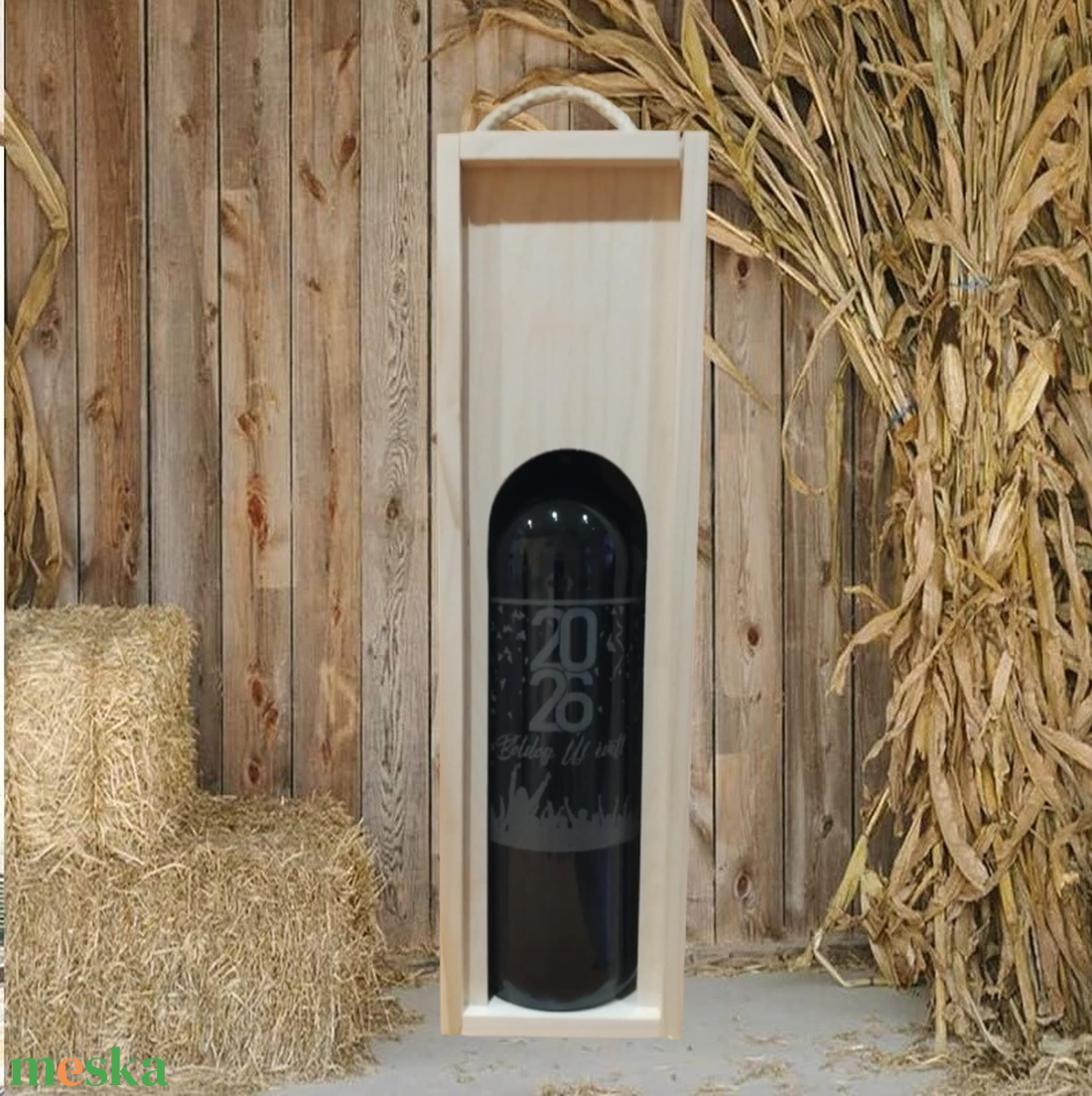 Gravírozott fa boros díszdoboz - otthon & életmód - dekoráció - asztal és polc dekoráció - díszdoboz - Meska.hu