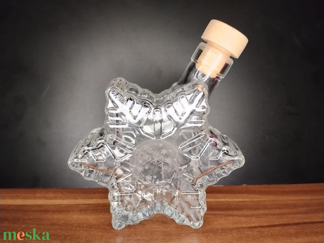 Karácsonyi hópehely alakú díszüveg saját felirattal - otthon & életmód - dekoráció - asztal és polc dekoráció - díszüveg - Meska.hu