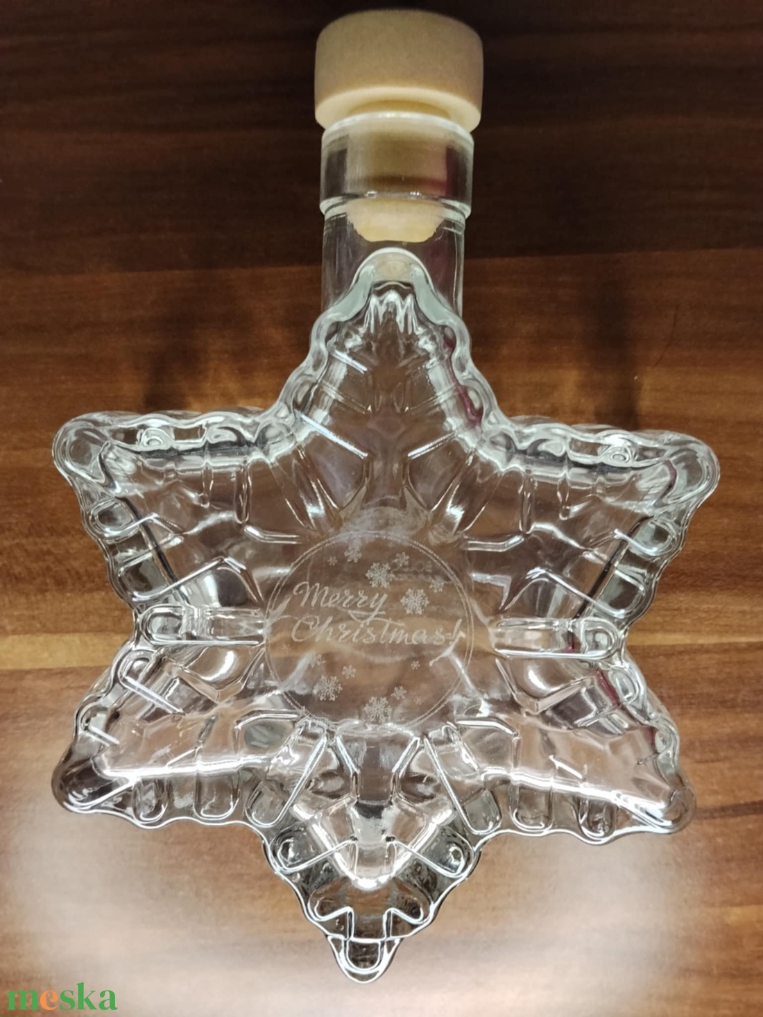 Karácsonyi hópehely alakú díszüveg saját felirattal - otthon & életmód - dekoráció - asztal és polc dekoráció - díszüveg - Meska.hu