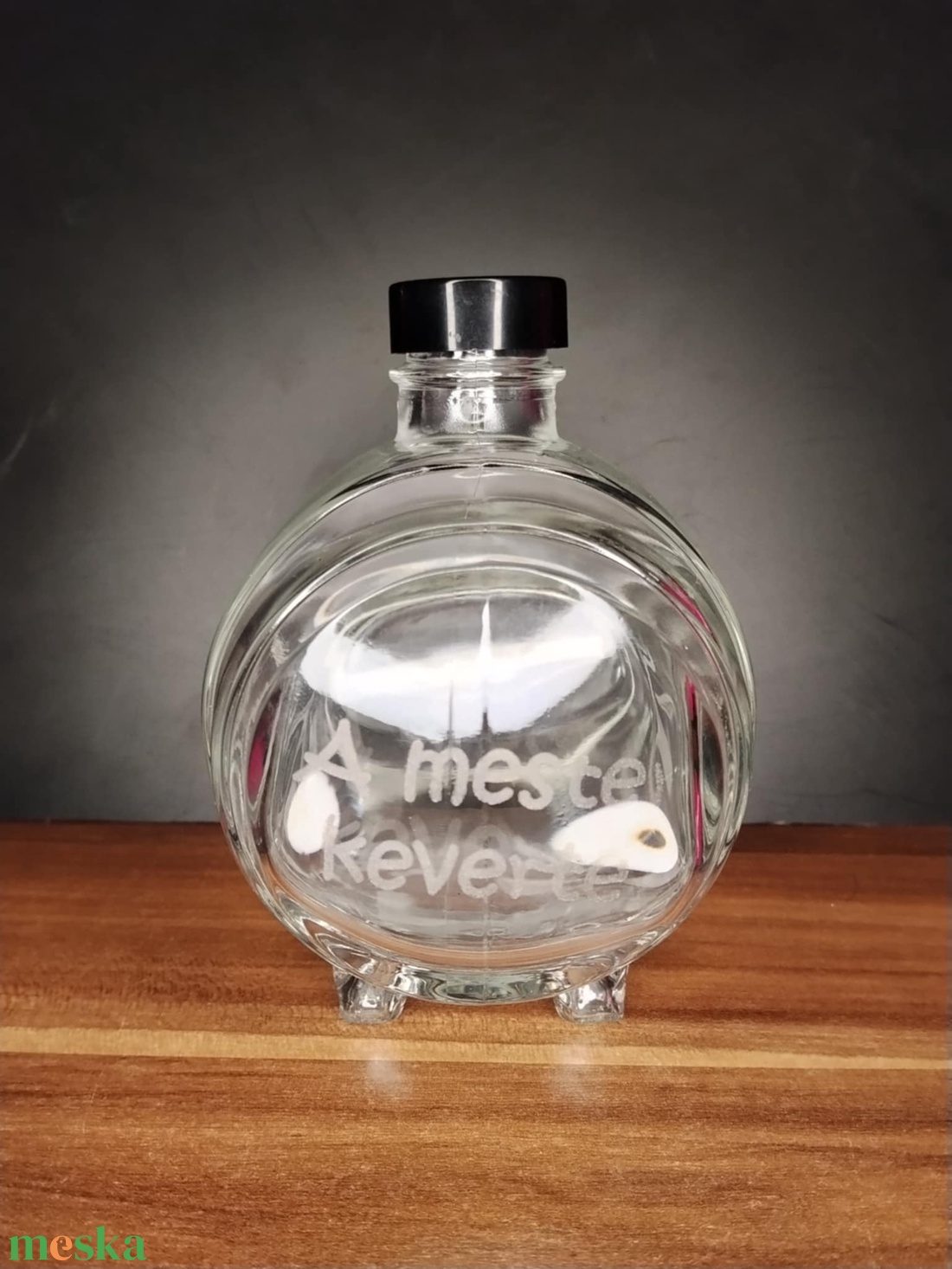 Hordó alakú díszüveg palack saját felirattal - otthon & életmód - dekoráció - asztal és polc dekoráció - díszüveg - Meska.hu