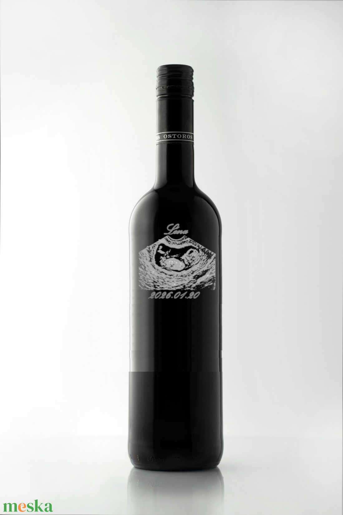 Ultrahang képpel gravírozott bor � különleges emlék a várandósság legszebb pillanataiból - élelmiszer - alkoholos italok - Meska.hu