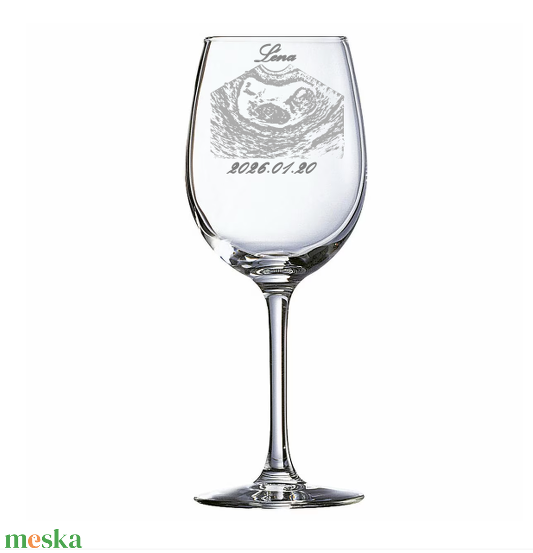Ultrahang képpel gravírozott borospohár � örök emlék a várandósság csodájáról - otthon & életmód - konyhafelszerelés, tálalás - tálalás - boros poharak, szettek - Meska.hu