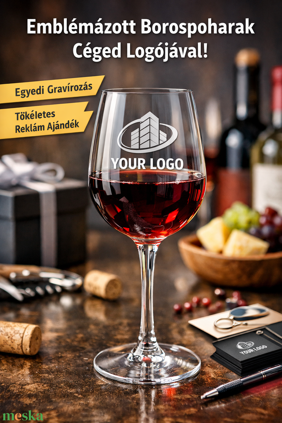 Borospohár saját logóval 10-db - otthon & életmód - konyhafelszerelés, tálalás - tálalás - pálinkás poharak, szettek - Meska.hu