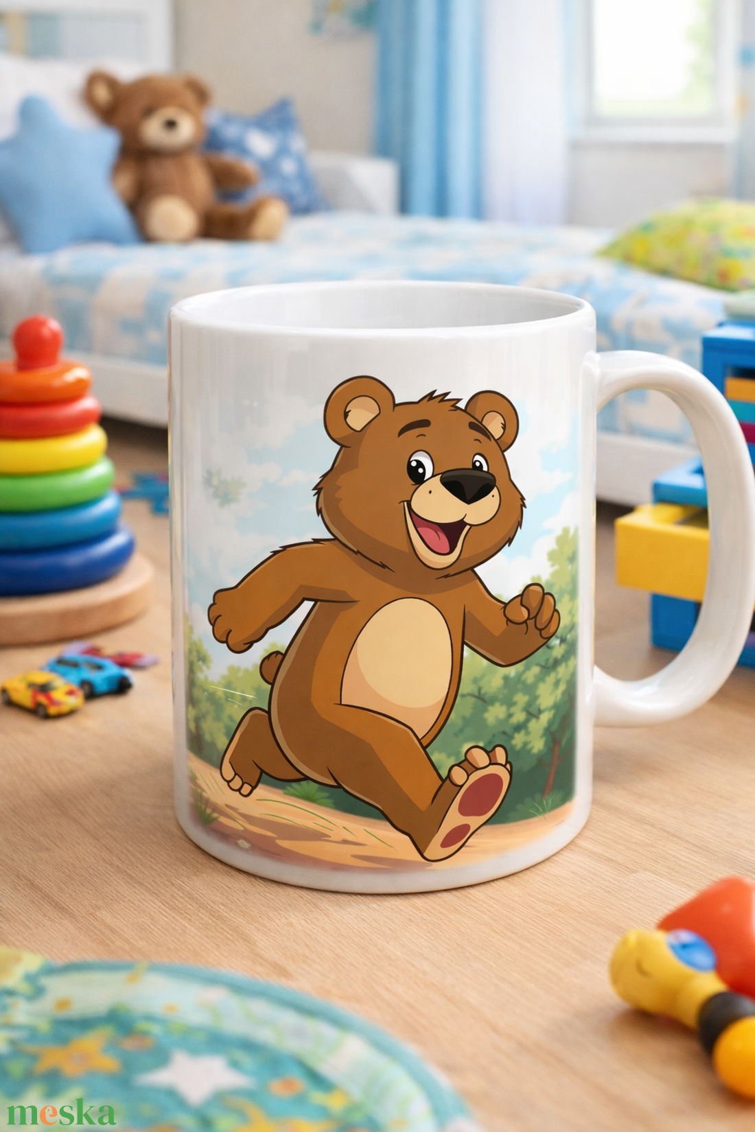 Egyedi mintás fehér kerámiabögre � vidám macis grafikával gyerekszobába - otthon & életmód - konyhafelszerelés, tálalás - tálalás - bögre & csésze - Meska.hu