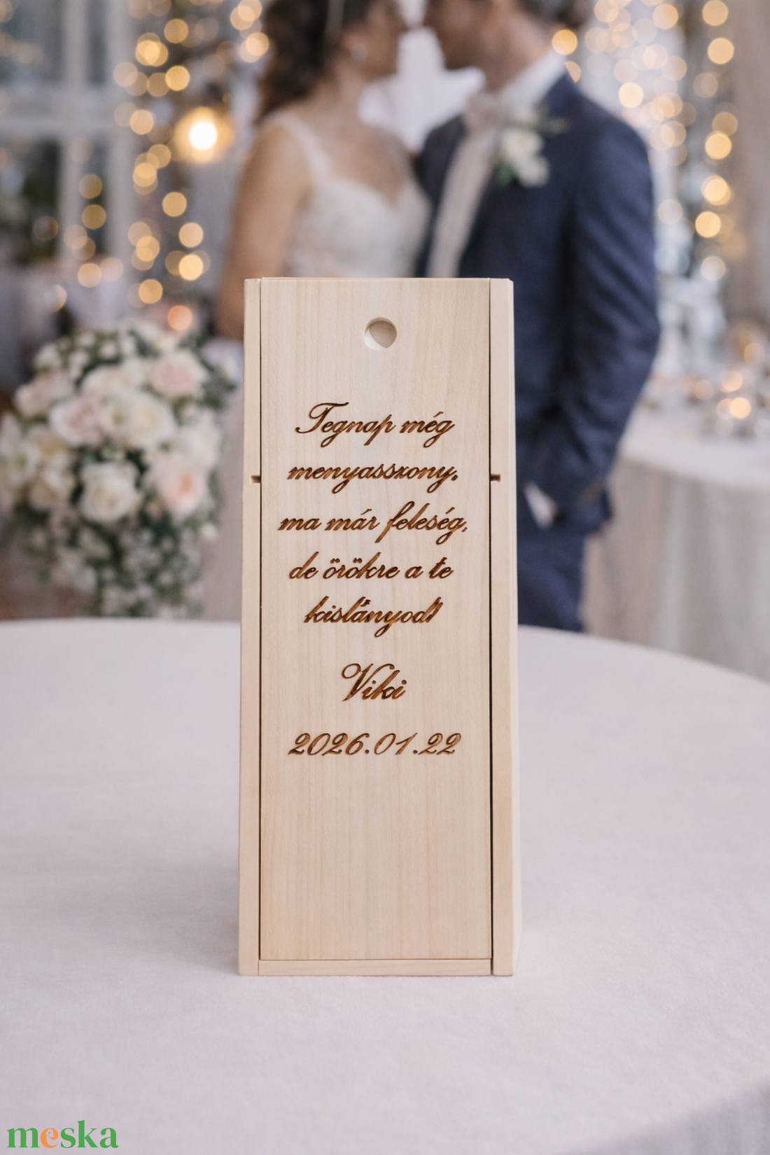 Szülőköszöntő ajándék esküvőre � Egyedi gravírozott fadoboz megható üzenettel - otthon & életmód - dekoráció - asztal és polc dekoráció - díszdoboz - Meska.hu