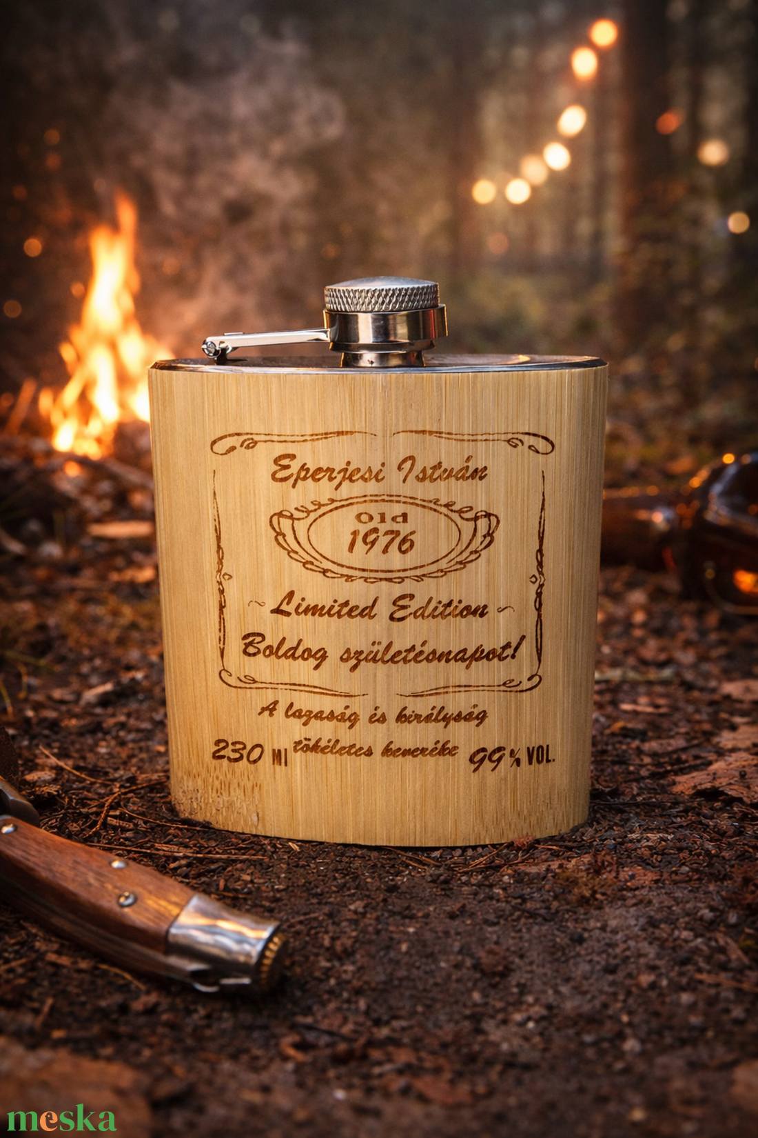 Gravírozott Laposüveg egyedi felirattal születésnapra - otthon & életmód - konyhafelszerelés, tálalás - flaska, csatos üveg - Meska.hu