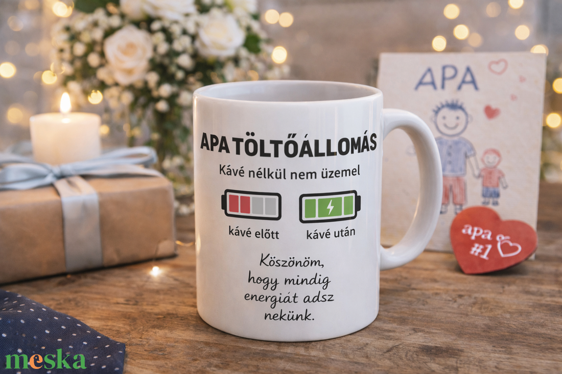 Vicces apás bögre � Apa töltőállomás felirattal - otthon & életmód - konyhafelszerelés, tálalás - tálalás - bögre & csésze - Meska.hu