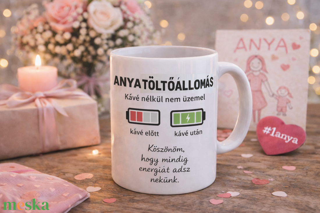 Vicces anyás bögre � Anya töltőállomás felirattal - otthon & életmód - konyhafelszerelés, tálalás - tálalás - bögre & csésze - Meska.hu