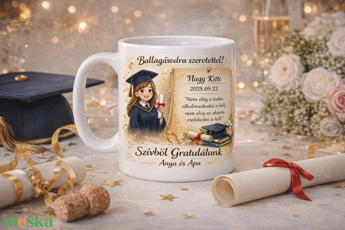 Egyedi ballagási bögre � szívből jövő ajándék egy különleges napra - otthon & életmód - konyhafelszerelés, tálalás - tálalás - bögre & csésze - Meska.hu