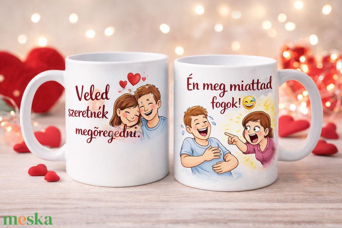 Romantikus páros bögre � Veled szeretnék megöregedni - otthon & életmód - konyhafelszerelés, tálalás - tálalás - bögre & csésze - Meska.hu