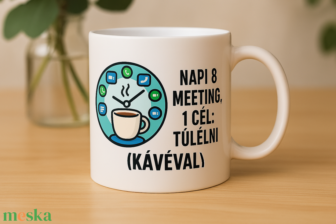 Vicces Irodai Bögre � Napi 8 meeting, 1 cél: túlélni (kávéval) - otthon & életmód - konyhafelszerelés, tálalás - tálalás - bögre & csésze - Meska.hu