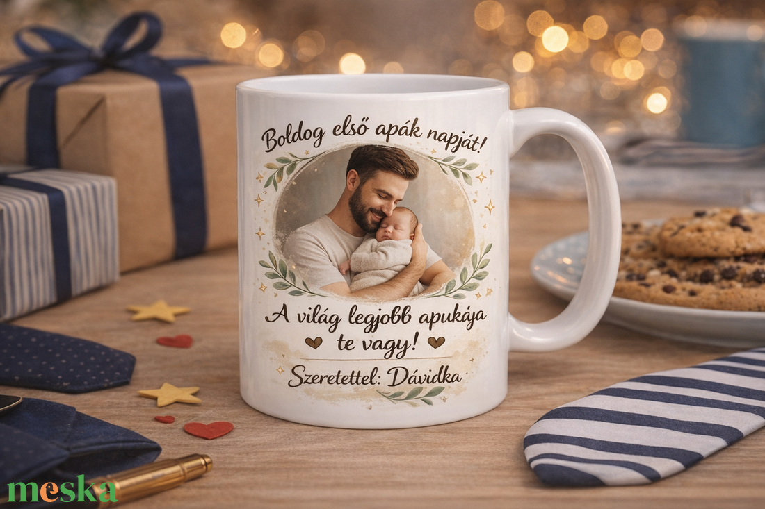 Személyes Apák Napi Bögre � Első Apák Napjára, Fotóval - otthon & életmód - konyhafelszerelés, tálalás - tálalás - bögre & csésze - Meska.hu
