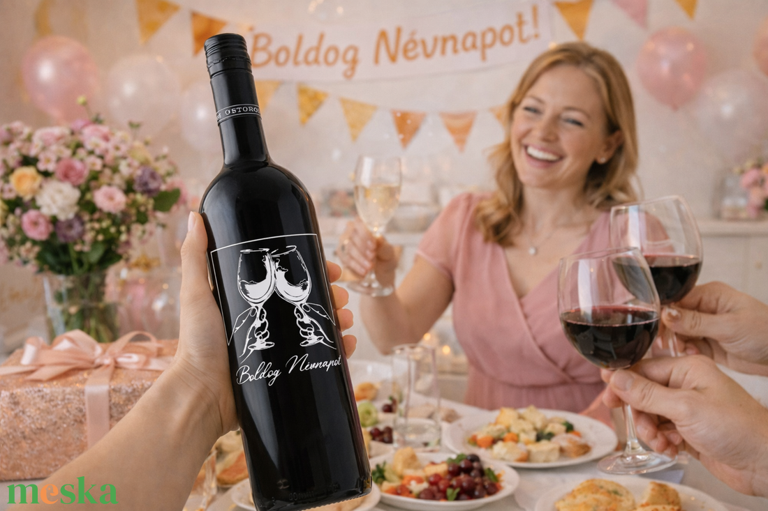 Gravírozott borok névnapra - élelmiszer - alkoholos italok - Meska.hu