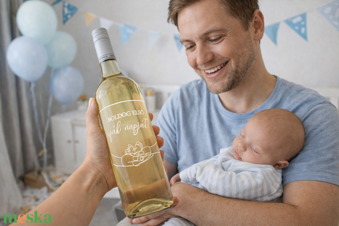 Gravírozott borok Apák napjára - élelmiszer - alkoholos italok - Meska.hu