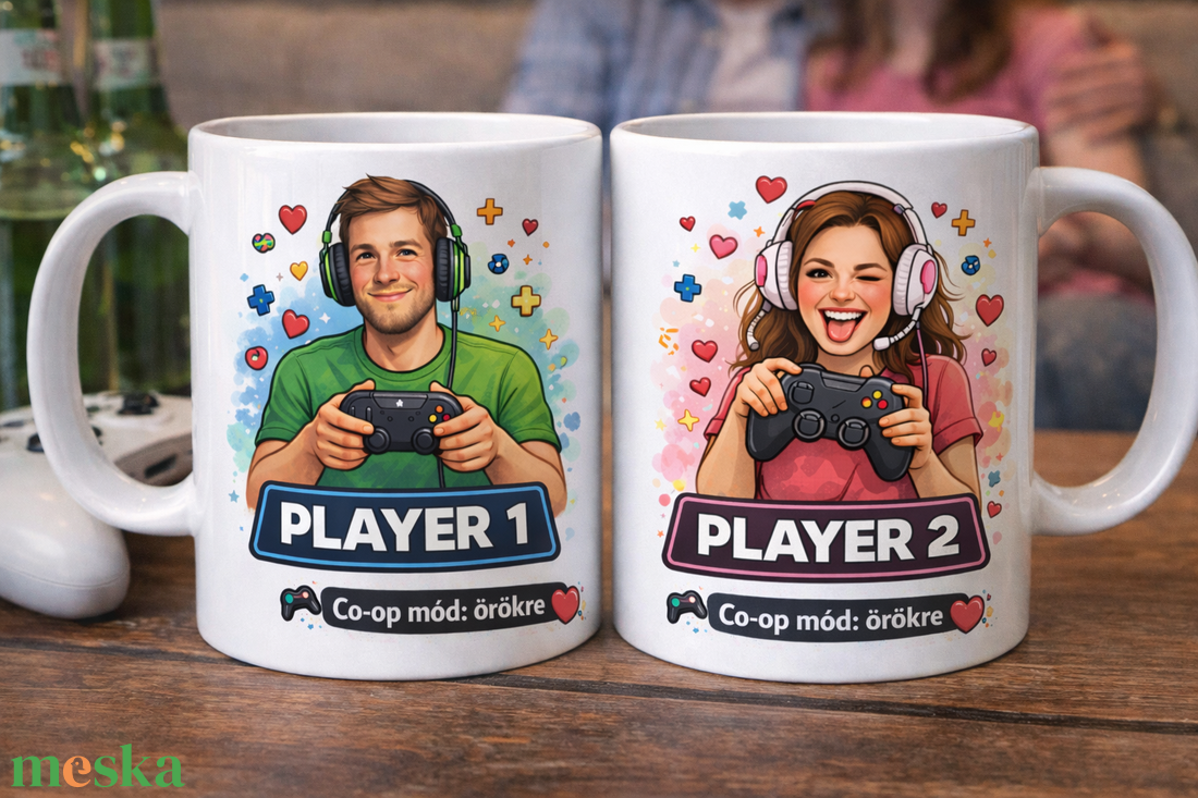 Game mód � Páros kerámiabögre szett gamer pároknak - otthon & életmód - konyhafelszerelés, tálalás - tálalás - bögre & csésze - Meska.hu