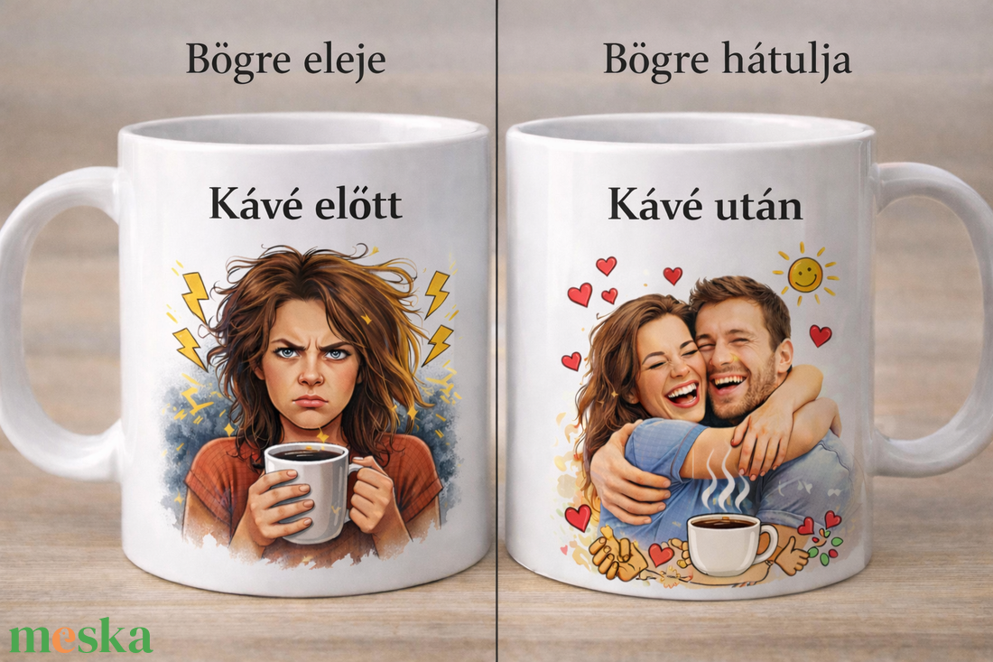 Kétoldalas vicces Kávé előtt � Kávé után bögre � Egy bögre, két arc - otthon & életmód - konyhafelszerelés, tálalás - tálalás - bögre & csésze - Meska.hu