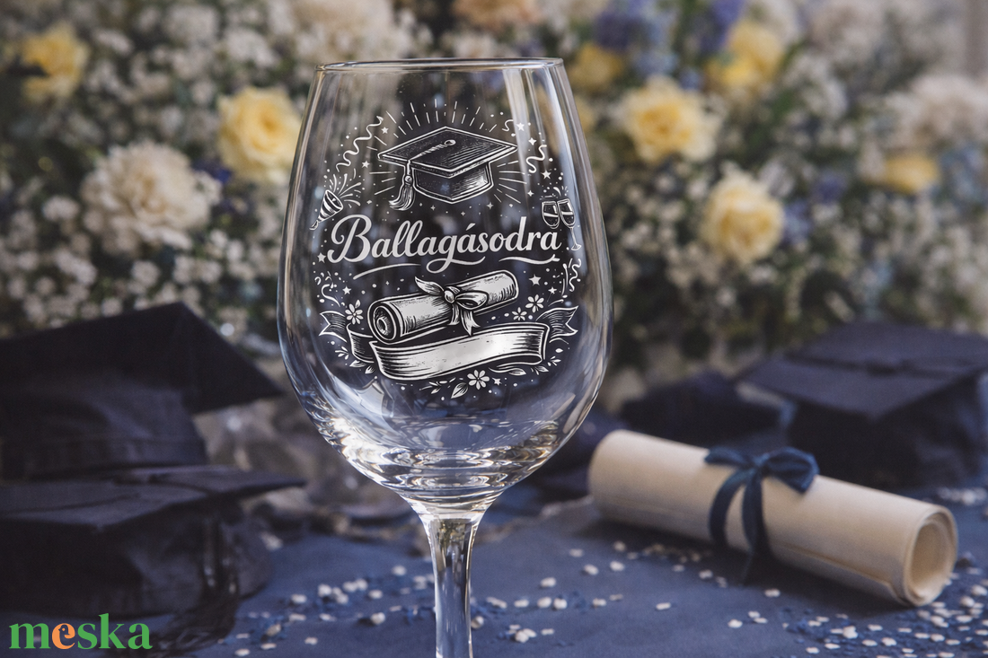 Gravírozott ballagási borospohár � Ballagásodra felirattal - otthon & életmód - konyhafelszerelés, tálalás - tálalás - boros poharak, szettek - Meska.hu
